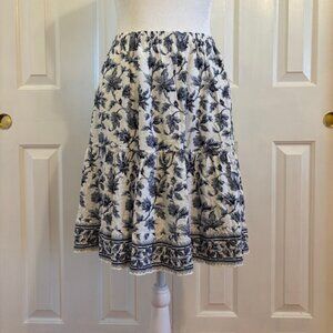 NWT Max Studio London Colonial Blue Floral Tiered Mini Skirt Size Small